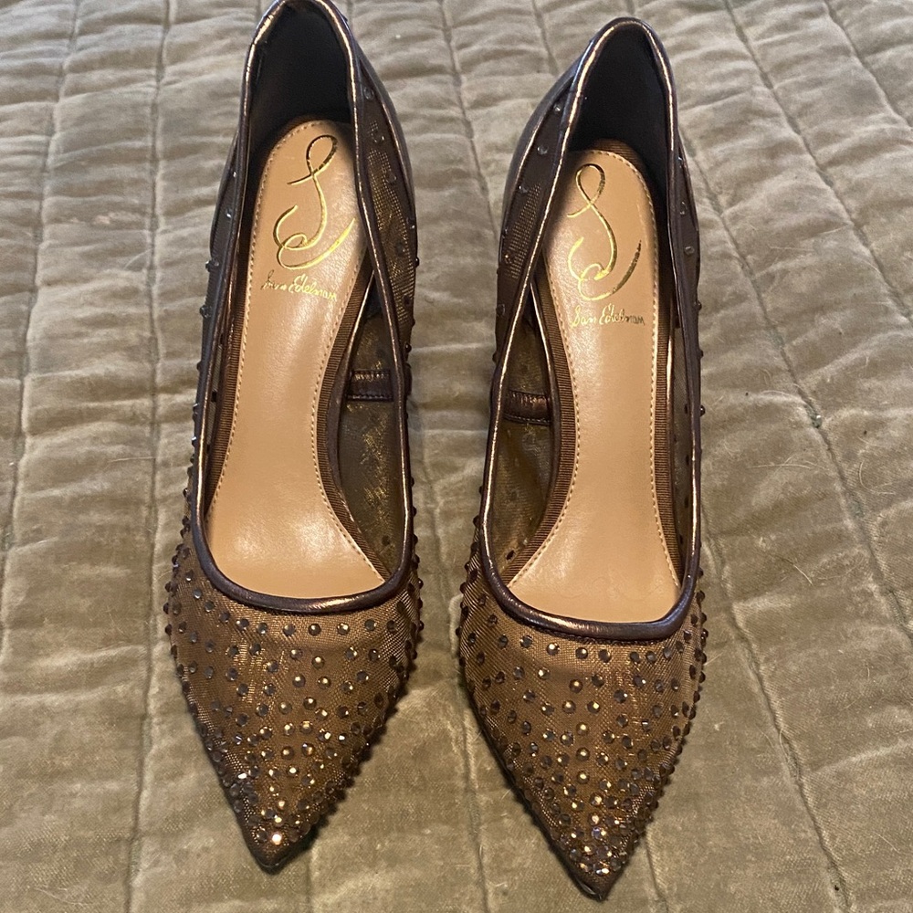 Sam Edelman Dark Brown Embellished Heels